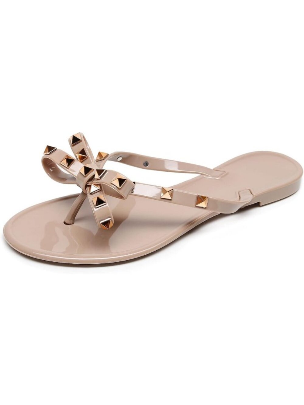 Stylish Studded Jelly Flip Flops for Women - Black Summer Beach Sandals, Slip-On